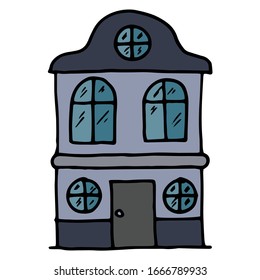 
Vector drawing house. Sketch on paper. Architecture, cottage