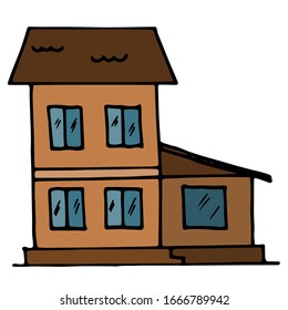 
Casa de dibujo del vector. Esbozo en papel. Arquitectura, cabaña