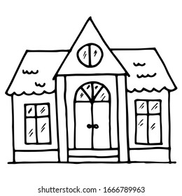 
Vector drawing house. Sketch on paper. Architecture, cottage