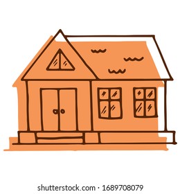 Vector drawing house. Sketch on paper. Architecture, cottage