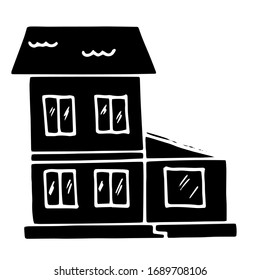 Vector drawing house. Sketch on paper. Architecture, cottage