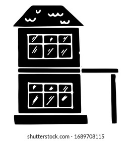 Casa de dibujo del vector. Esbozo en papel. Arquitectura, cabaña