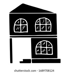 Vector drawing house. Sketch on paper. Architecture, cottage