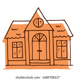 Vector drawing house. Sketch on paper. Architecture, cottage