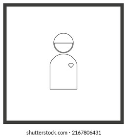 Vector drawing human contour, color black flat style