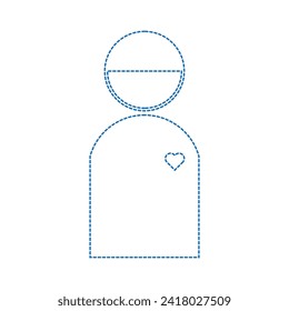 Vector drawing human dotted line, color blue flat style