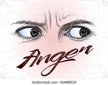 Vector drawing of human eye. 