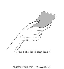 Vector drawing of human hand, A man holding mobile phone, An illustration of human body part