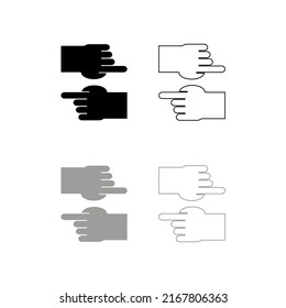 Dibujo de vectores de mano humana, color negro y gris de estilo plano