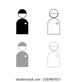Vektorgrafik von menschlicher Silhouette und Kontur, farbige schwarz-graue Flachstil