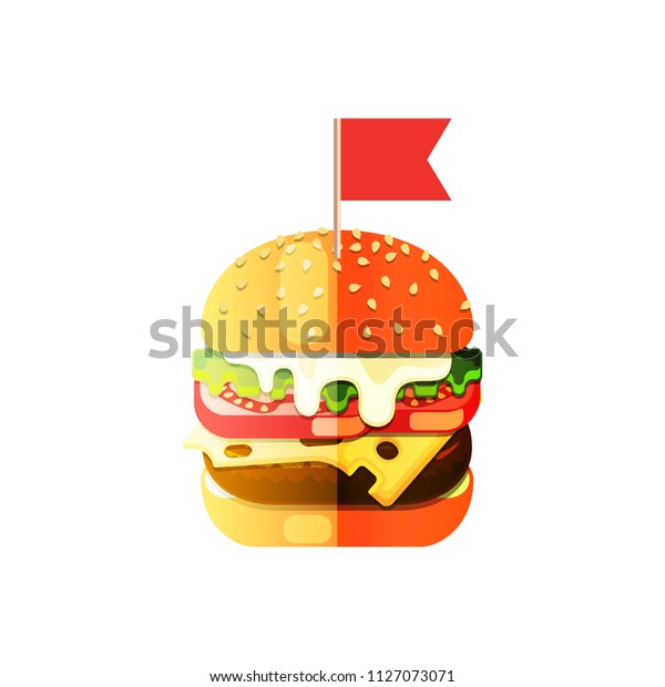 Vector Drawing Humburger Flat Cartoon Style Stock Vector (Royalty Free ...