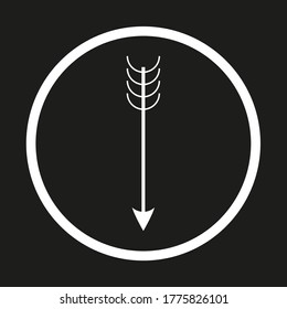 Vector drawing hunting arrow, color white flat style