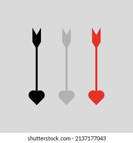 Vector drawing of a hunting arrow, color blakc gray red flat style
