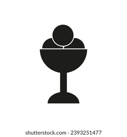 Vector drawing ice cream, three balls silhouette clor black flat style