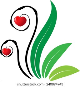 vector drawing icon about heart shape and plant