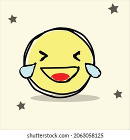 vector drawing icon cute sugary laughing face emoji