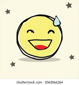 vector drawing icon embarrassed emoticon with gum cute vector