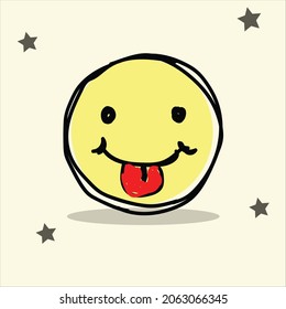 vector drawing icon smiley face emoji cute tongue