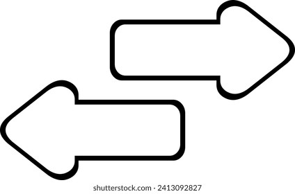 Vektorgrafik-Pfeilsymbol mit Rechts- und Linkssinn, schwarz-weiß gezeichnet