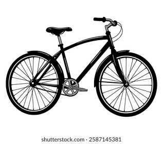 Vector drawing illustration of a bicycle.