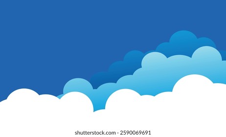 vector drawing illustration of blue sky with clouds