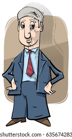 Vector Drawing Illustration of Businessman Character Caricature