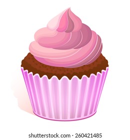 Vector drawing, illustration cupcake muffin