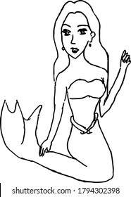 vector drawing illustration mermaid cartoon