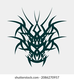 vector drawing illustration of a monster head tattoo motif for a very muscular man