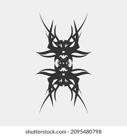vector drawing illustration of a monster head-like motif for a cool muscular man's back tattoo