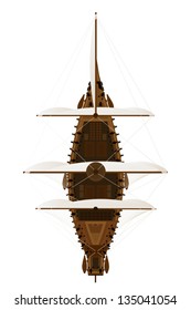 Vector drawing  illustration of a  sailing canon frigate.