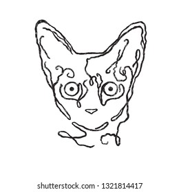 Vector drawing illustration, simple line design, cute cat