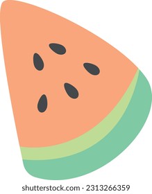Dibujo vectorial de una tajada de sandía. Frutos tropicales de verano.