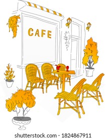 Vektorgrafik des Straßencafés in der Stadt