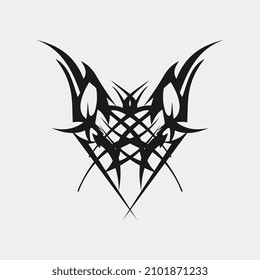 vector drawing illustration of a tattoo like a scary and cool monster head for a muscular man