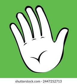 vector drawing illustration waving hand cartoon, drawn in black and white color