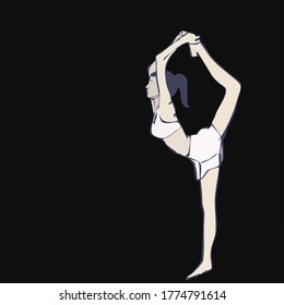 vector drawing image of a girl doing gymnastics yoga