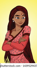 Vector Drawing of Indian Girl in Fashion Industry