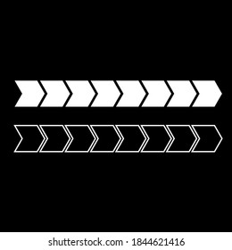Vector drawing infographic horizontal arrows, silhouette and contour color white