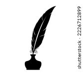 vector drawing of ink with a black feather pen, can be used for printing, t-shirts, company logos, communities, symbols, etc. write with feathers.