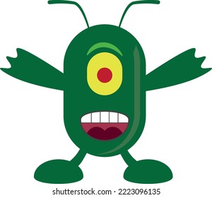 Vector drawing of an insect in a funny comic on a white background
