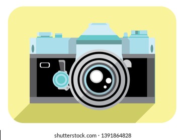 A vector drawing inspired by vintage cameras. This is based on an old SLR photography camera and has a retro look and style. Many DSLR camera have tried to reinvent the look. 