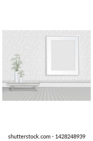 Vector drawing - interior with frames on the wall, for mockup, eps 10.