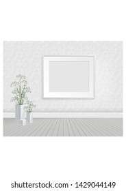Vector drawing - interior with frames on the wall, for mockup, eps 10.