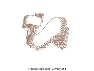 Vector drawing of isolated fluttering ribbon on the white background