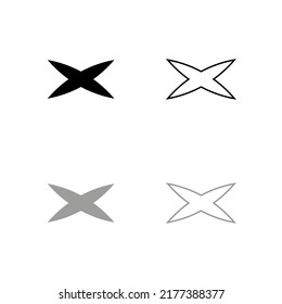 Vector drawing Ix-like cross, color black and gray flat style