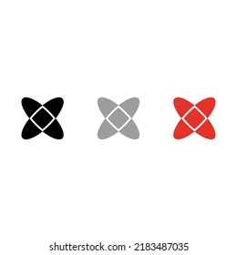 Vector drawing Ix-like cross, silhouette color black gray red