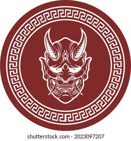 Vector drawing of a japanese demon mask