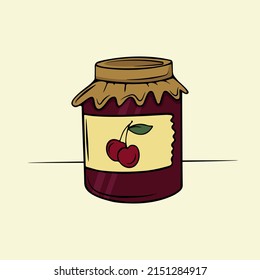 vector drawing of a jar of cherry jam