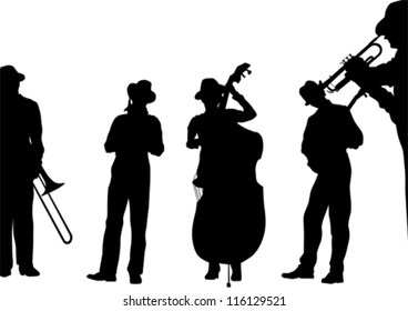 Vector Drawing Jazz Musicians On Stage Stock Vector (Royalty Free ...